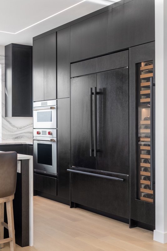 Coordinated kitchen, fireplace and staircase remodeling detail, view 10 of 25