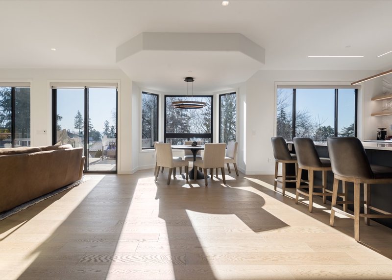 Coordinated kitchen, fireplace and staircase remodeling detail, view 18 of 25