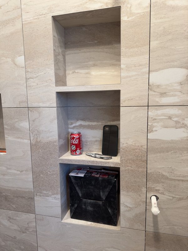 Recessed shower niches during tile installation