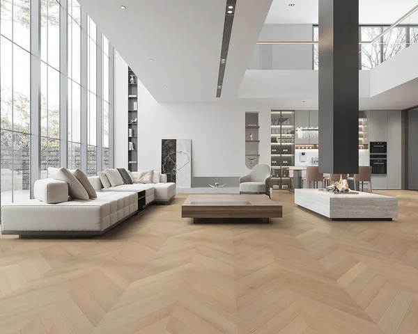 Compass Materials AZURE-CHEVRON R&Q-GAO16 R&Q — Engineered hardwood · European Oak flooring selection with LeviArs Design & Remodeling