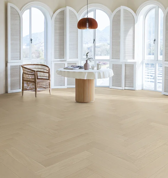 Compass Materials Infinity-Herringbone-GEO7 — Engineered hardwood · European Oak flooring selection with LeviArs Design & Remodeling