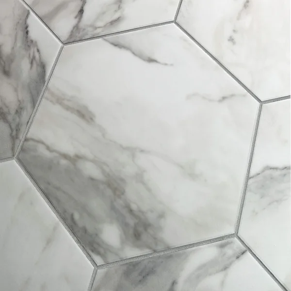 Mannington Artemis Hexagon Cloud Cover · APS140 — Luxury vinyl tile flooring selection with LeviArs Design & Remodeling