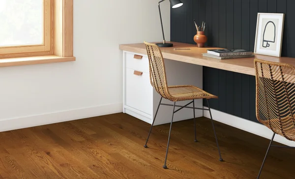 Mercier Red Oak Gunstock — Solid and engineered hardwood flooring selection with LeviArs Design & Remodeling