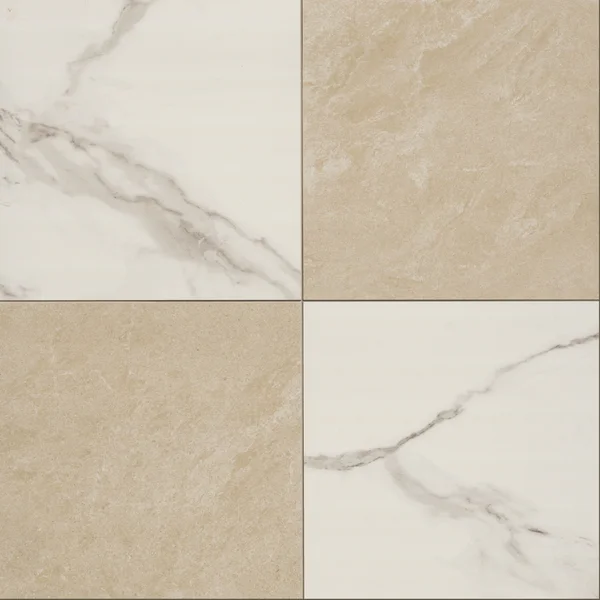 MSI Casa Duet CALACATTA CREMA CHECKERED — Porcelain flooring selection with LeviArs Design & Remodeling