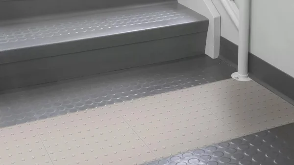 Pacific Mat & Flooring Tactile Warning Surface – Rubber — Rubber flooring selection with LeviArs Design & Remodeling