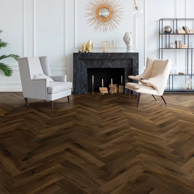 Bravada Hardwood Duoro Herringbone — flooring selection with LeviArs Design & Remodeling