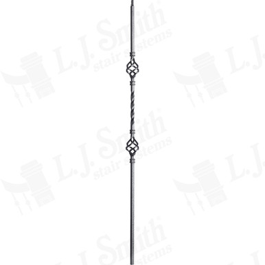 L.J. Smith 1/2" Hollow Iron Baluster · LIH-HOL2BASK44-SV — stair parts selection with LeviArs Design & Remodeling