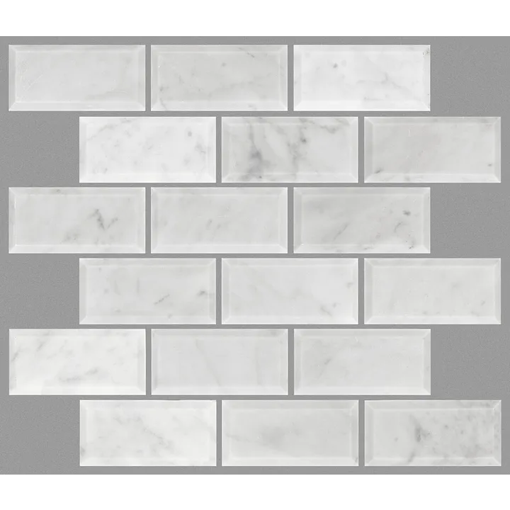 Shaw Floors Chateau 2X4 Beveled Edge Mosaic — Bianco Carrara · CS58P-00150 — flooring selection with LeviArs Design & Remodeling