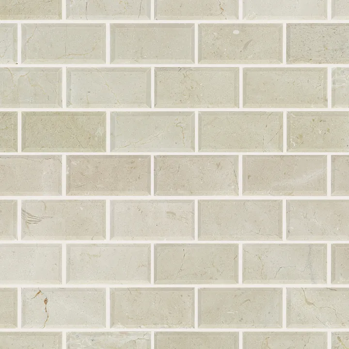 Shaw Floors Chateau 2X4 Beveled Edge Mosaic — Crema Marfil · CS58P-00200 — flooring selection with LeviArs Design & Remodeling
