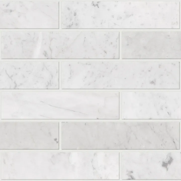 Shaw Floors Chateau 2X8 Brick — Bianco Carrara · 488TS-00150 — flooring selection with LeviArs Design & Remodeling