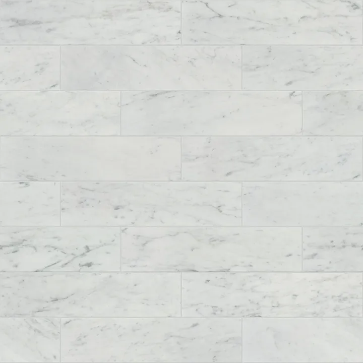 Shaw Floors Chateau 4X16 — Bianco Carrara · CS21Z-00150 — flooring selection with LeviArs Design & Remodeling