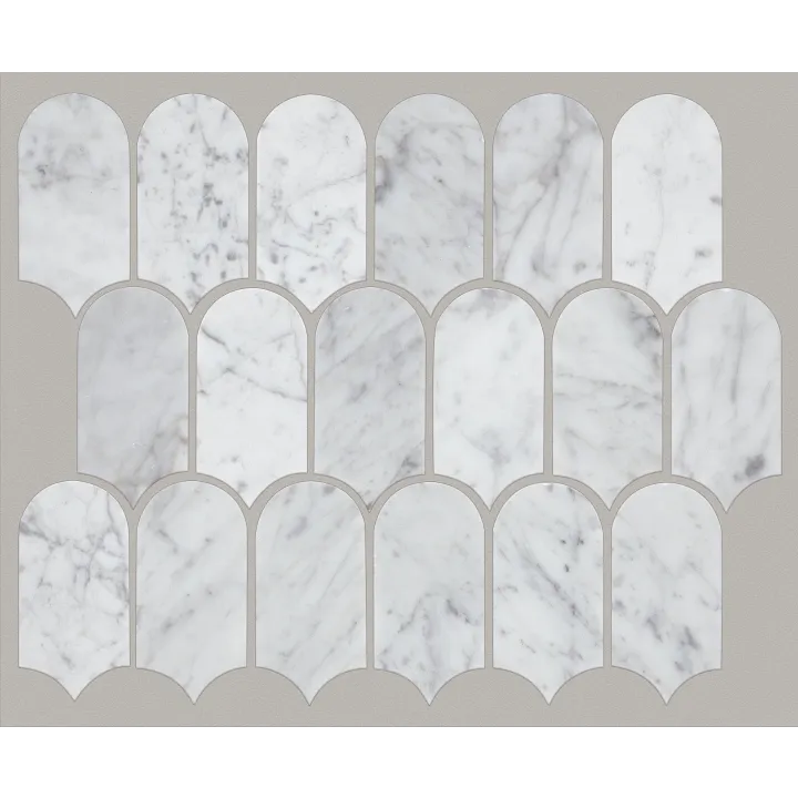 Shaw Floors Chateau Cathedral Mosaic — Bianco Carrara · 381TS-00150 — flooring selection with LeviArs Design & Remodeling