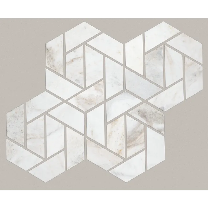 Shaw Floors Chateau Double Hexagon Mosaic — Cashmere White · 380TS-00125 — flooring selection with LeviArs Design & Remodeling
