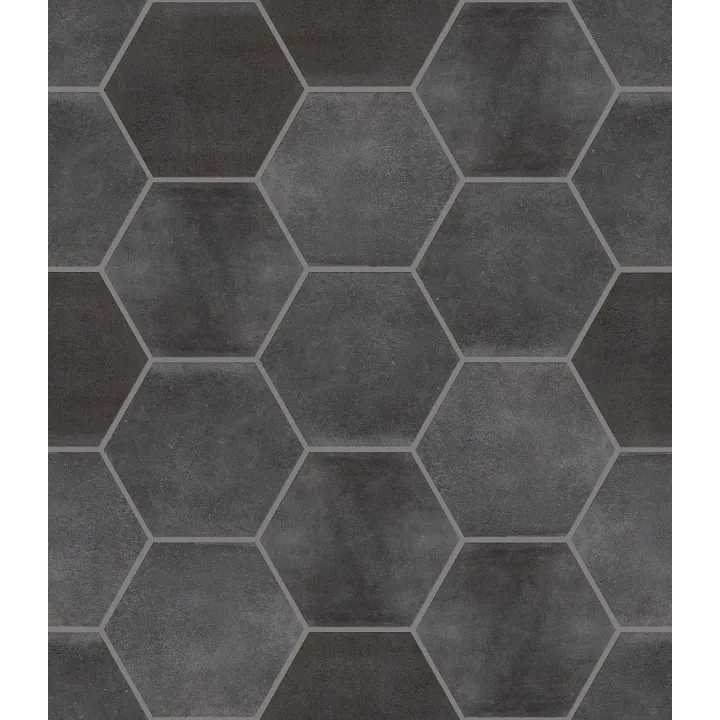 Shaw Floors Halftone Esagona Gloss — Black Storm · 493TS-00900 — flooring selection with LeviArs Design & Remodeling
