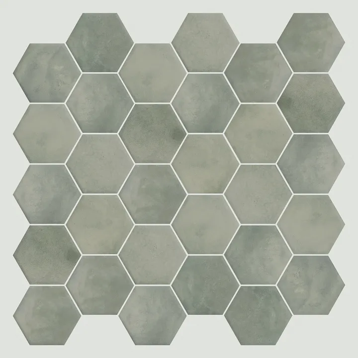 Shaw Floors Kaleidoscope 6X7 Hex — Sage · 574TS-00310 — flooring selection with LeviArs Design & Remodeling