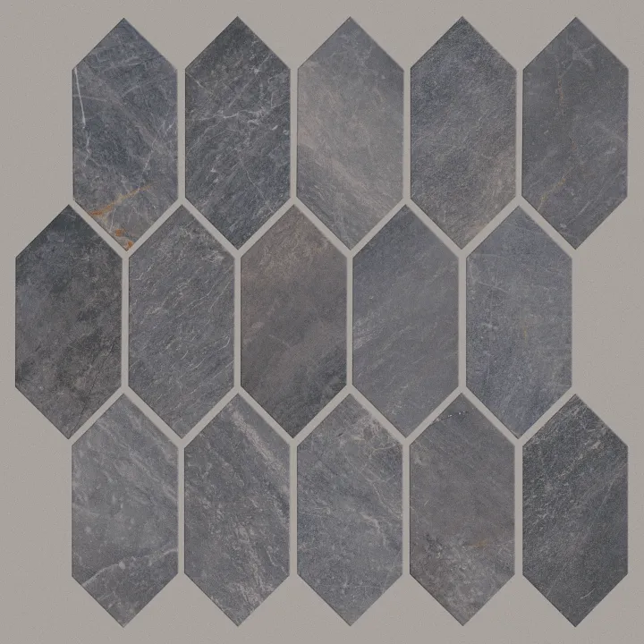 Shaw Floors Trace Picket Mosaic Polish — Gunmetal · 325TS-00500 — flooring selection with LeviArs Design & Remodeling
