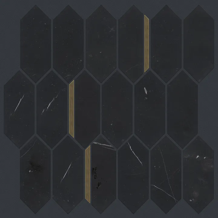 Shaw Floors Zarina Pkt Mos — Nero Marquina · 691TS-00900 — flooring selection with LeviArs Design & Remodeling
