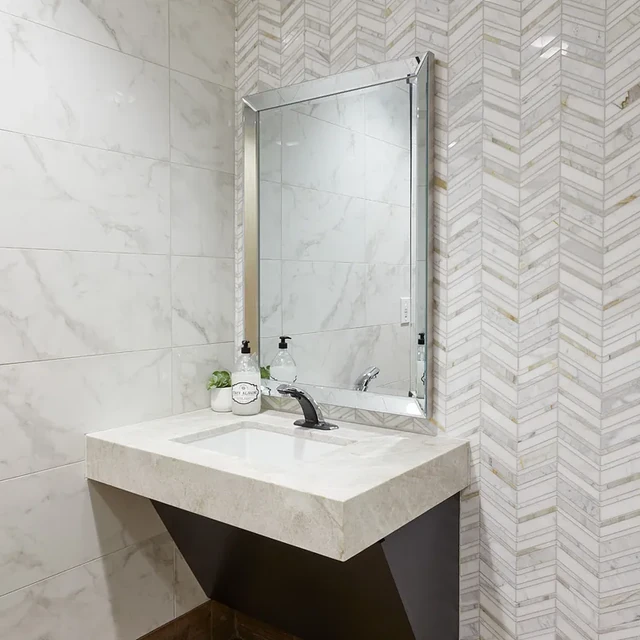 Arizona Tile Chevron — Marble & Dolomite Tile material selection with LeviArs Design & Remodeling