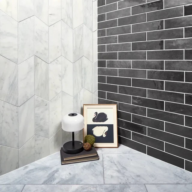 Arizona Tile Large Chevron — Marble & Dolomite Tile material selection with LeviArs Design & Remodeling