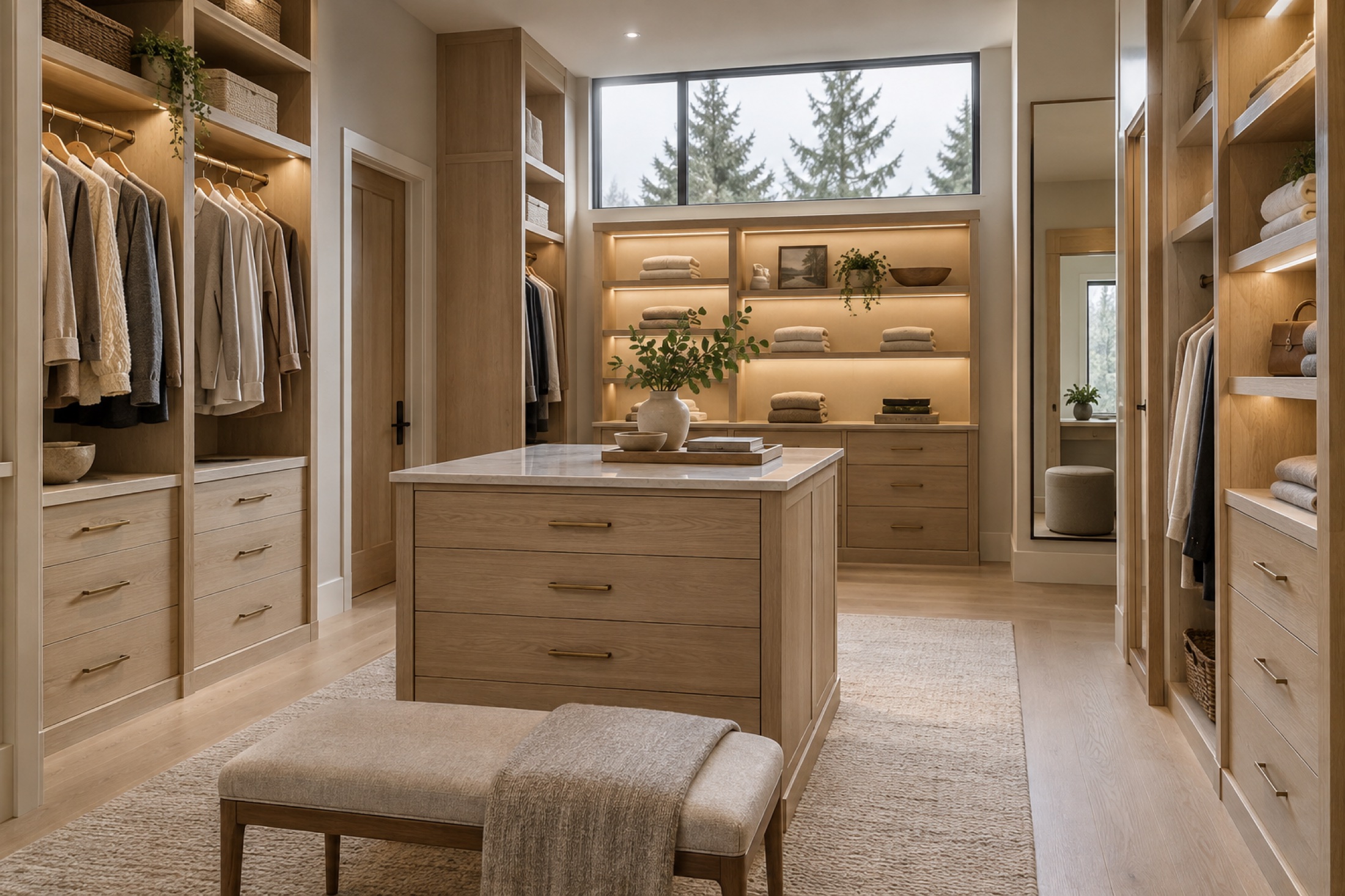 Walk-in closet design concept with coordinated storage